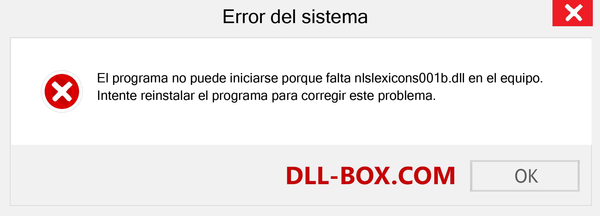 ¿Falta el archivo nlslexicons001b.dll ?. Descargar para Windows 7, 8, 10 - Corregir nlslexicons001b dll Missing Error en Windows, fotos, imágenes